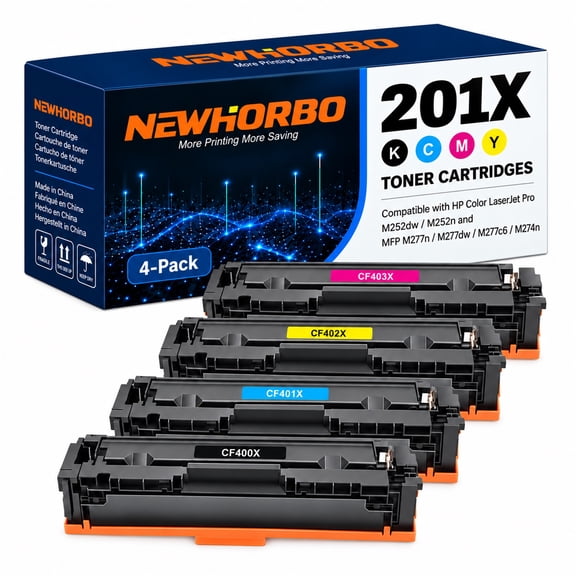 201X High Yield Compatible Toner Cartridge 4 Pack for HP Color LaserJet Pro M277dw M252dw