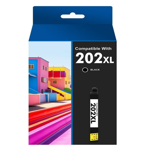 202 202XL Black Ink Cartridge Compatible for Epson 202 202XL T202 Ink Cartridgefor Workforce WF-2860 Expression Home XP-5100 All-in-one Printer(1-Pack)