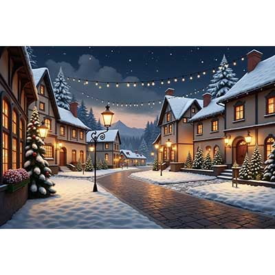 202 Christmas New Year Village r Background Photography Snow Winter Photo Backdrop024 Home ration Accessories