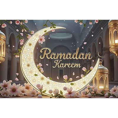 202 Eid al Fitr Backdrop Ramadan Mubarak Background Islamic Mosque Lantern Party rations Photo Studio Banner Poster