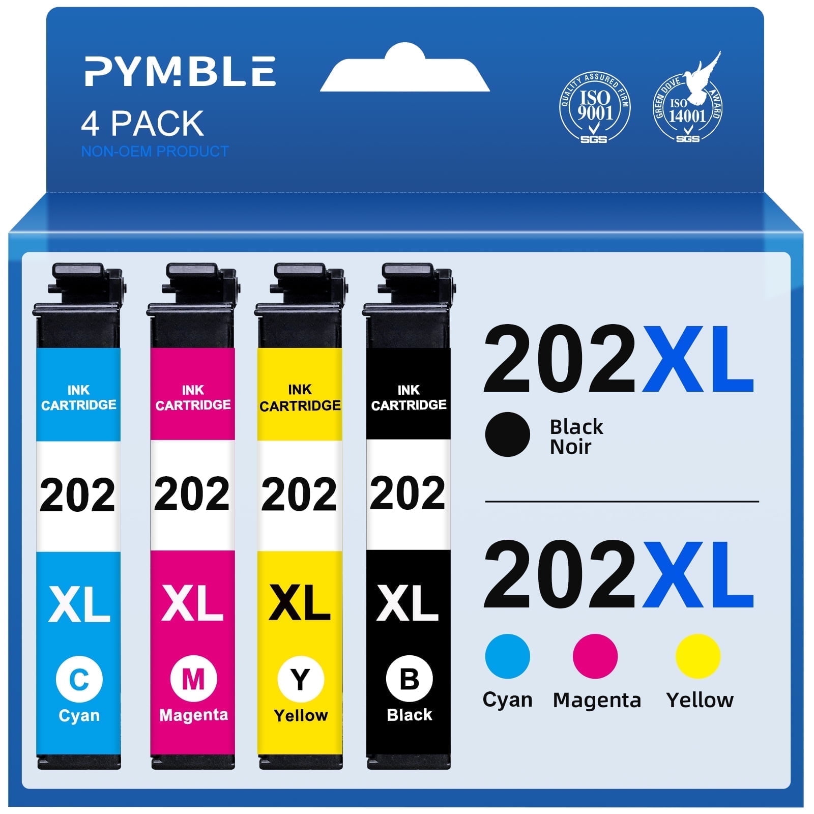 202 Ink Cartridges for Epson 202XL Ink Cartridges for Epson 202 Ink compatible for Epson Expression Home XP-5100 Workforce WF-2860 Printer Ink(Black, Cyan, Magenta, Yellow, 4-Pack)