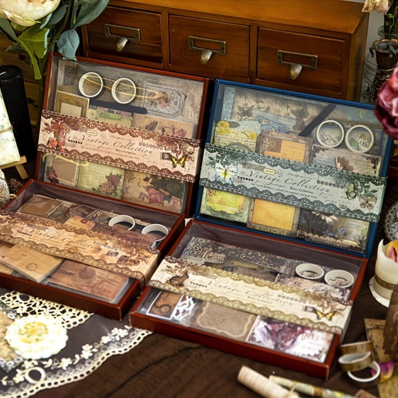 202 PCS Scrapbooking Kit, Vintage Collection-Wisteria & Butterfly, Perfect for Bullet Scrapbooking Materials, Planner DIY Arts Craft Collage