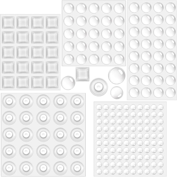 202 Pcs Combo Pack Clear Adhesive Bumper Pads, Cabinet Door Bumpers, Silicone Stop Furniture Pads for Noise Dampening Drawers Picture Frames Cutting Boards (Round/Square, 5 Sizes)