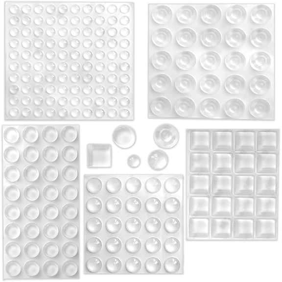 202 Pcs Combo Pack Clear Adhesive Bumper Pads, Round Spherical Square, Self Adhesive Sound Dampening Transparent Rubber Feet Pads for Cabinet Doors Drawers Glass Tops Picture Frames Cutting Boards