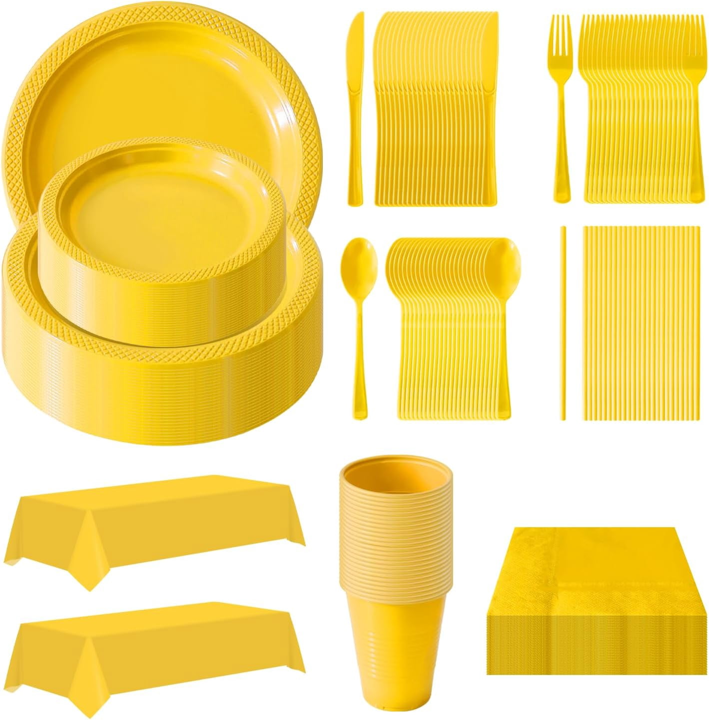 202 Pieces Disposable Plastic Dinnerware Set, Plastic Cutlery Set ...