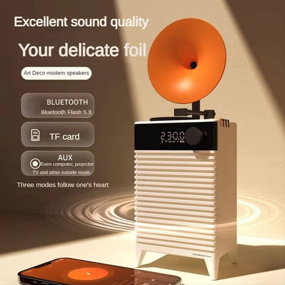 -202 Retro Bluetooth Speakers Wireless Outdoor Bass Subwoofer LED Clock Sound Handsfree Call Music Box TF AUX Player A