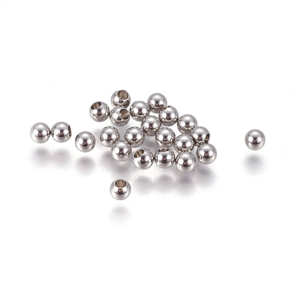 202 Stainless Steel Cord End Caps Memory Wire End Caps Half Drilled Round Stainless Steel Color 3x2mm Hole: 2mm DIY