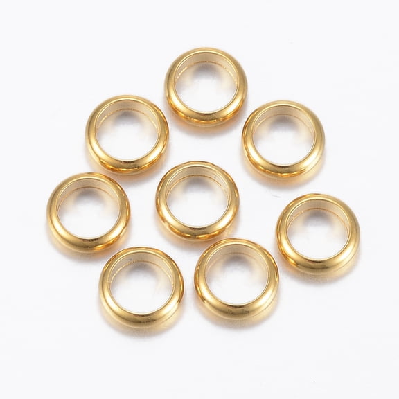 202 Stainless Steel Link Rings Round Real 18K golden Plated 7x2mm Hole: 5mm