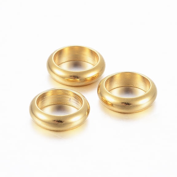 202 Stainless Steel Link Rings Round Real 18K golden Plated 7x2mm Hole: 5mm