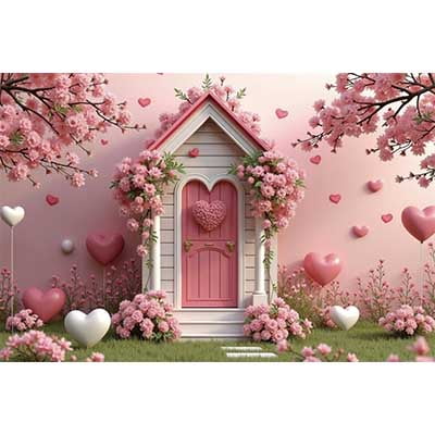 202 Valtines Day Photo Studio Background February 14 Photography Backdrop Red White Curtain Flower Outdoor Photocall