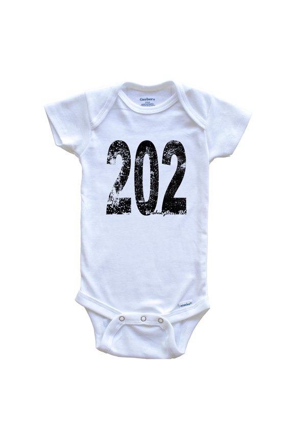 202 Washington DC Area Code Baby Bodysuit - One Piece Baby Bodysuit, 6-9 Months White