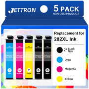 JETTRON 202 XL Ink Cartridge Compatible for Epson 202 202XL T202 Ink Cartridgefor Workforce WF-2860 Expression Home XP-5100 All-in-one Printer(5-Pack)