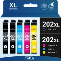 202 XL Ink Cartridge for Epson 202 202XL T202 Ink Cartridgefor Workforce WF-2860 Expression Home XP-5100 All-in-one Printer(5-Pack)