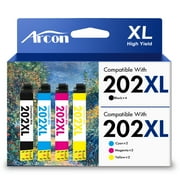 202 XL Ink Cartridges 4 Pack Compatible for 202XL 202 Printer Ink T202 T202XL Combo Pack for WF-2860 Expression Home XP-5100 Black, Cyan, Magenta, Yellow