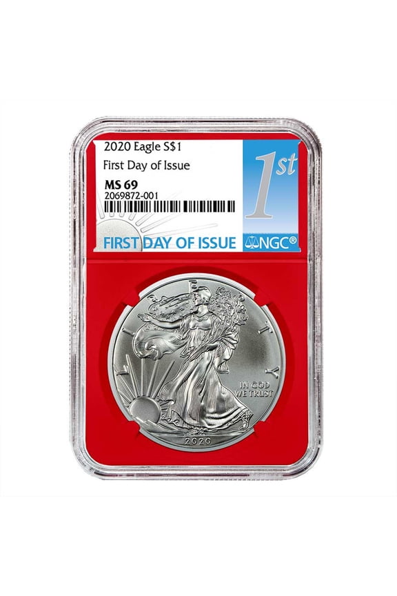 2020 $1 American Silver Eagle NGC MS69 FDI First Label Red Core