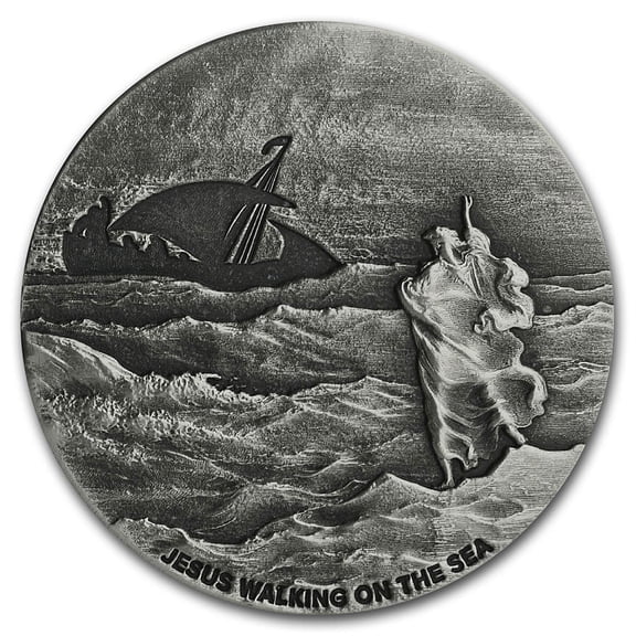 2020 2 oz Silver Coin - Biblical Series (Jesus Walks on the Sea)