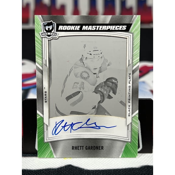 2020 2019-20 Upper Deck The Cup Rhett Gardner #PREM-ARA-RG Premier Acetate Auto Rookies /1 Black Printing Plate Auto