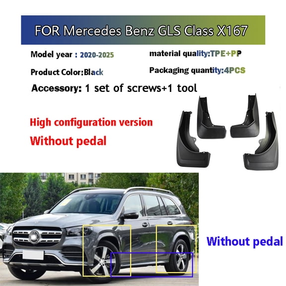 2020 2021 2022 2023 2024 2025 FOR Mercedes Benz GLS Class X167 Mud Flaps Guard Splash Mudguard Fender Mudflaps Car Accessories