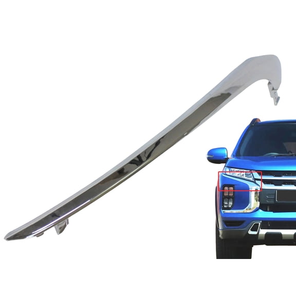 2020 2021 2022 2023 Compatible With Mitsubishi Outlander Sport Front Bumper Upper Chrome Molding Trim Right Passenger Side