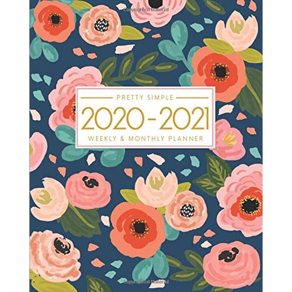 Pre-Owned 2020-2021 Planner - Academic Weekly & Monthly Planner: July 2020 to June 2021 - To Do List, Goals, and Agenda for School, Home and Work - Organizer & Diary (Navy Floral Cover) Paperback