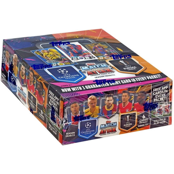 2020 2021 Topps Soccer UEFA Champions League Match Attax 30 Pack Display Box with Shiny Cards