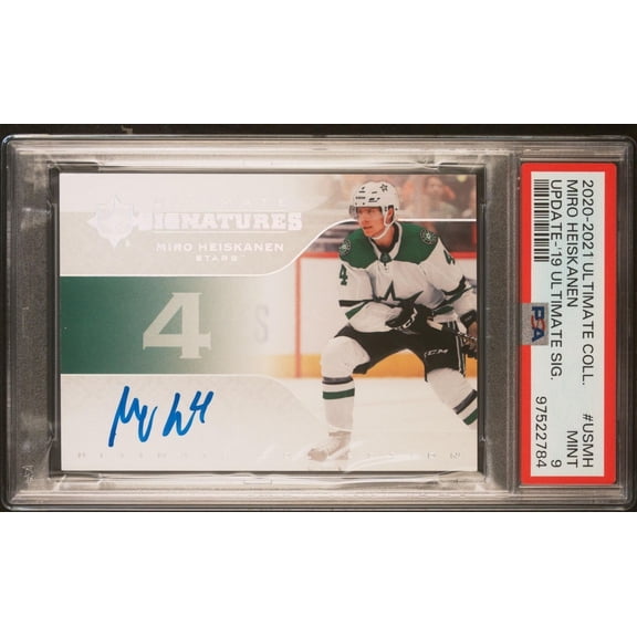 Graded 2020 Upper Deck Ultimate Collection Update USMH Miro Heiskanen PSA 9 Update-'19 Ultimate Sig