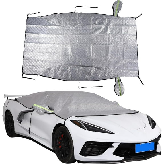 For 2020-2023 Corvette C8: 1-Piece Windshield Sun Shade & Snow Cover - Compatible, Silver | Premium Protection,   Keep Your Car Cool in Summer, Snow-free in Winter