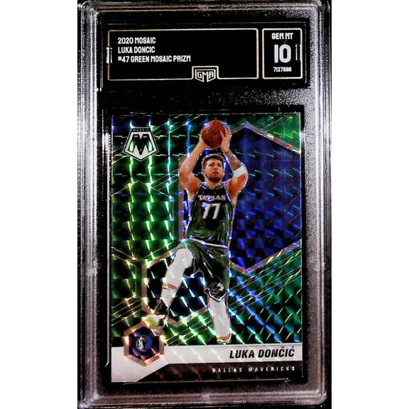 2020-21 Mosaic Green Prizm #47 Luka Doncic Dallas Mavericks Graded GEM MINT GMA 10 NBA Panini Trading Card