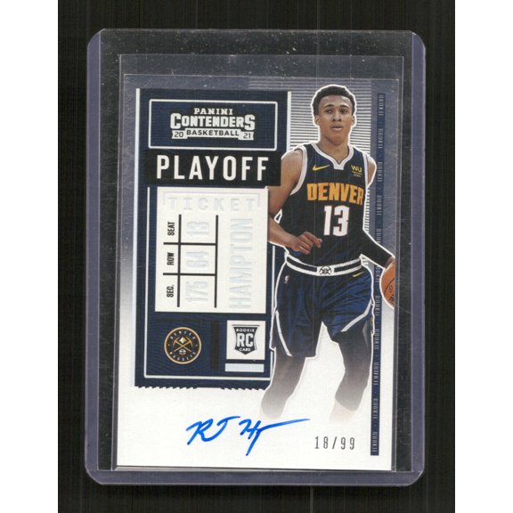 2020-21 Panini Contenders Playoff Ticket Auto SN RJ Hampton #104a Denver Nuggets Basketball Card Denver Nuggets NBA Autographed BASKETBALL Card