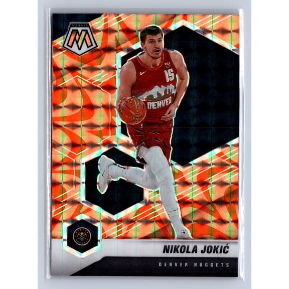 2020-21 Panini Mosaic Reactive Orange #21 Nikola Jokic Denver Nuggets Basketball Card Denver Nuggets NBA Basketball Trading Card