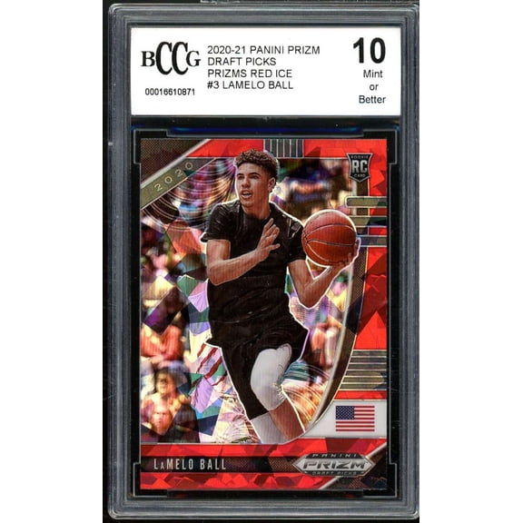 2020-21 Panini Prizm DP Prizms Red Ice #3 LaMelo Ball Rookie BGS BCCG 10 Mint+