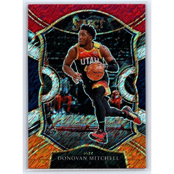 2020-21 Panini Select Donovan Mitchell #27 Red White Orange Shimmer Utah Jazz NBA BASKETBALL Trading Card