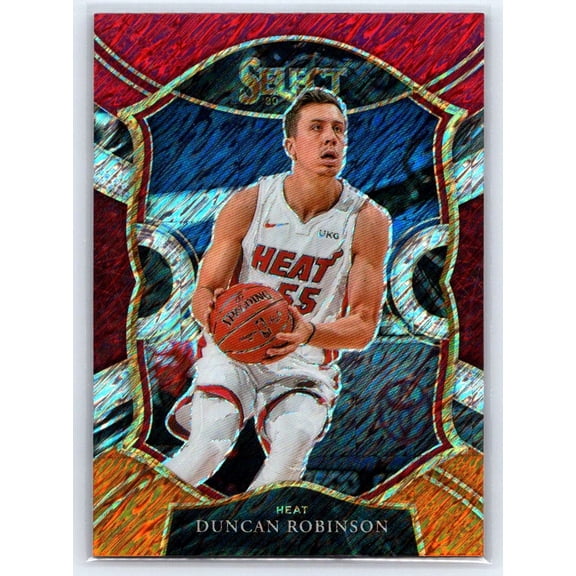 2020-21 Panini Select Red White Orange Shimmer #30 Duncan Robinson Miami Heat Basketball Card