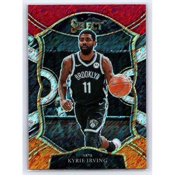 2020-21 Panini Select Red White Orange Shimmer Kyrie Irving #42 Brooklyn Nets Basketball Card