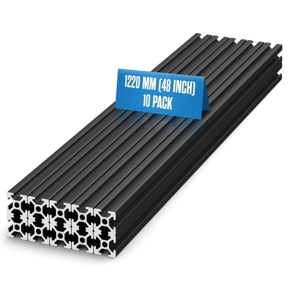 2020 Aluminum Extrusion, Extruded Aluminum, 2020 Extrusion, T Slot Rail, Linear, Square Tube, Tubing, Tslot, Track Channel, 3D Printer, CNC, Framing, Frame Kit 48 Inch, 20mm x 20mm x 1220mm