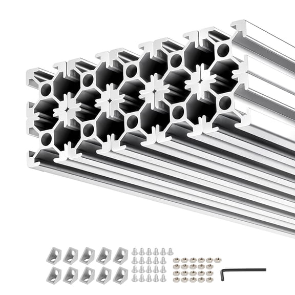 2020 Aluminum T-Slot Extrusion Profile 10-Pack 1000mm Anodized Linear Rail for 3D Printer Workbench Silver