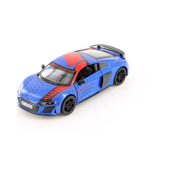 2020 Audi R8 Coupe Livery Edition, Blue w/Red Stripe - Kinsmart 5422DF - 1/36 Scale Diecast Car
