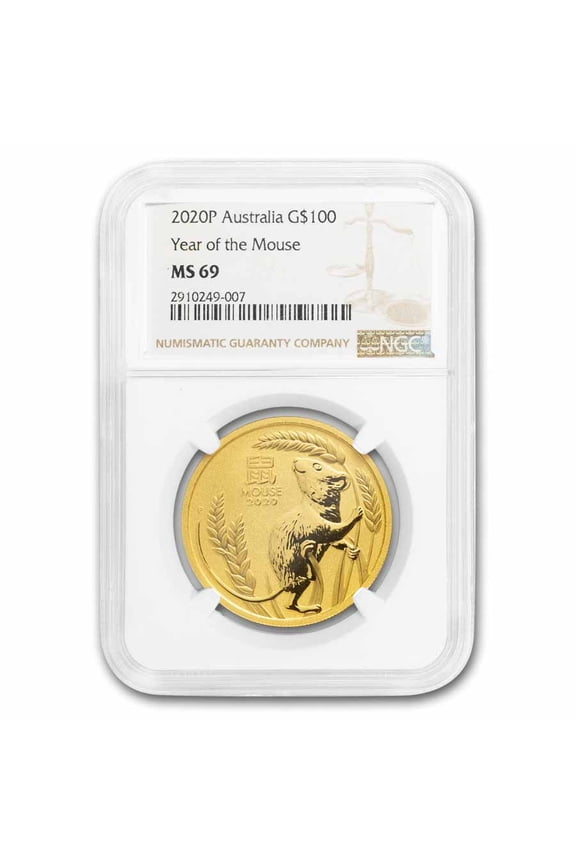 2020 Australia 1 oz Gold Lunar Mouse MS-69 NGC