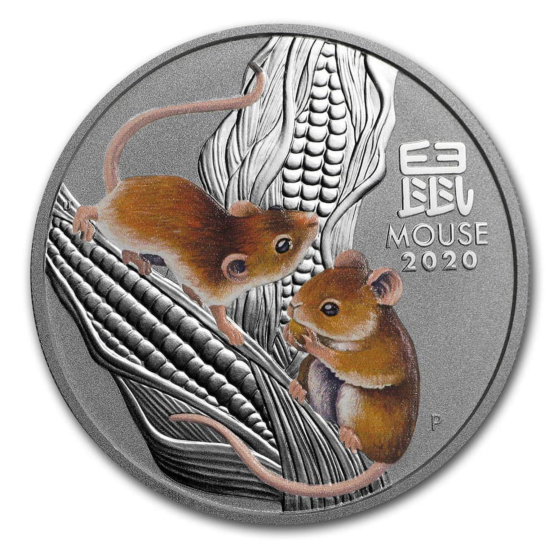 2020 Australia 1 oz Silver Lunar Mouse BU (Series III, Colorized