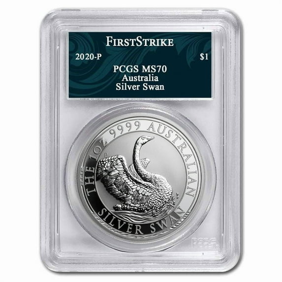 2020 Australia 1 oz Silver Swan MS-70 PCGS (FS, Swan Label)