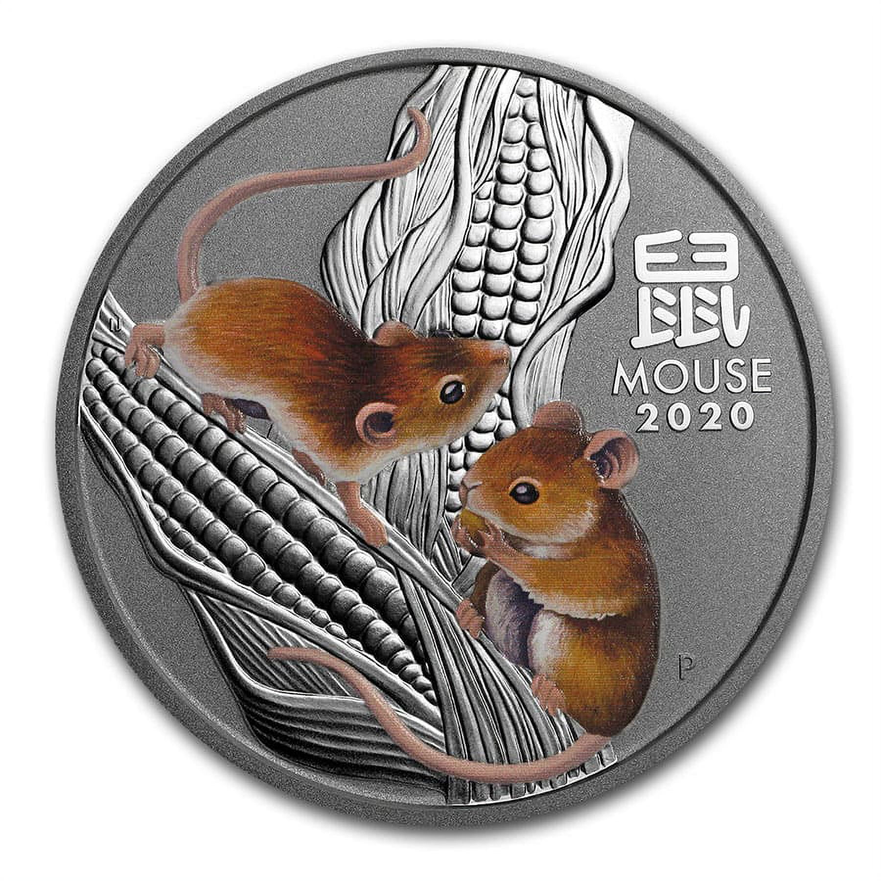 2020 Australia 2 oz Silver Lunar Mouse BU (Series III Colorized