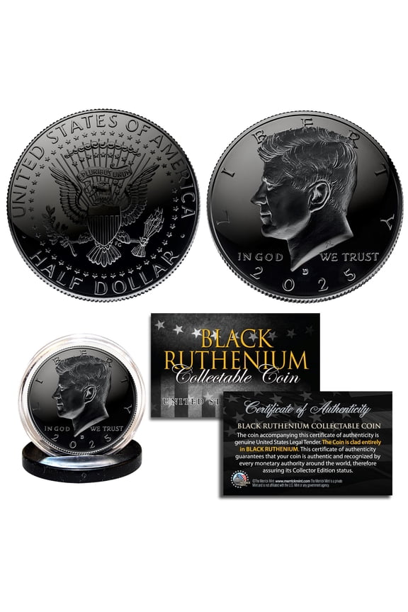 2025 BLACK RUTHENIUM JFK Kennedy Half Dollar U.S. Coin with COA Denver Mint