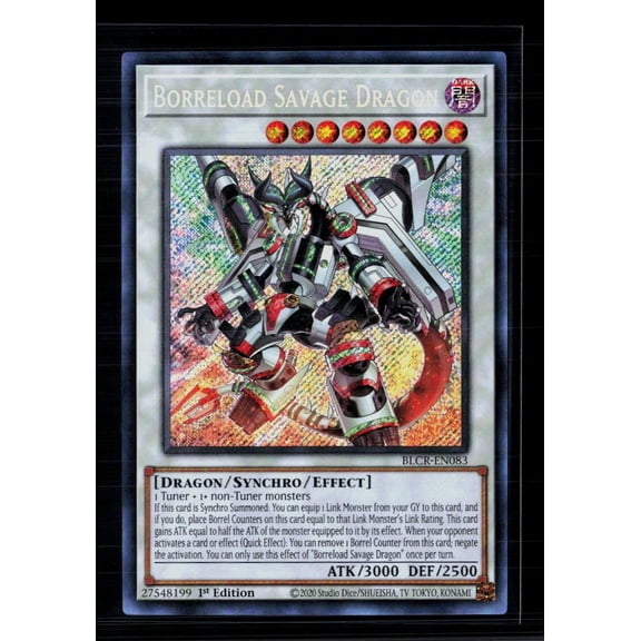 2020 Battles of Legend Crystal Revenge Borreload Savage Dragon Starlight Rare 1st Edition Yu-Gi-Oh! Card