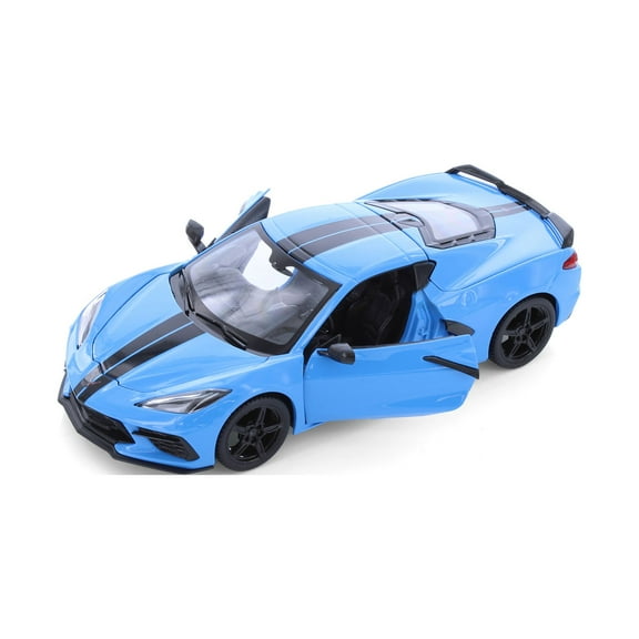 2020 Blue Chevy Corvette Stingray Coupe Z51 Hardtop - Showcasts 37527 - 1/24 Scale Diecast Toy Car