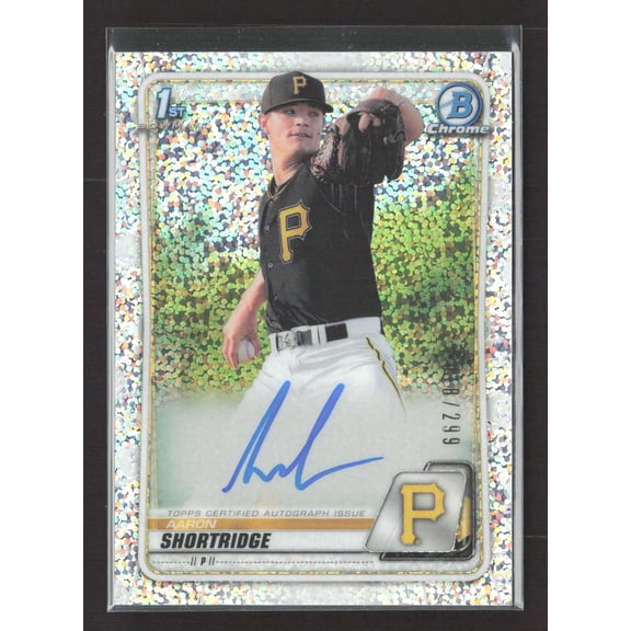 2020 Bowman Chrome Aaron Shortridge #CPA-ASH Speckle Refractor Pittsburgh Pirates MLB Autographed Baseball Trading Card