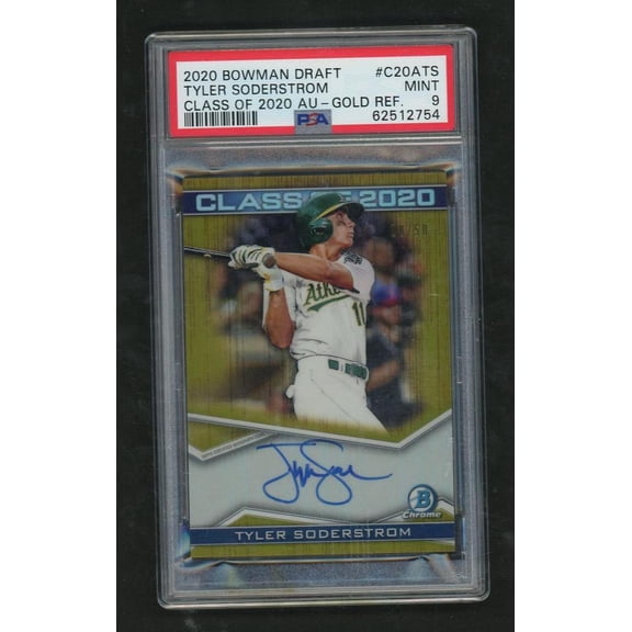 2020 Bowman Draft Class of '20 Autograph Gold Refractor Tyler Soderstrom #C20ATS /50 PSA 9