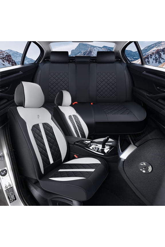 Fit for Buick Envision 2026, Black and Gray Car Seat Covers, Waterproof Faux Leather Full Set of 5 Seats Wear Resistance Beautify Interior, Pet Car Seat Covers