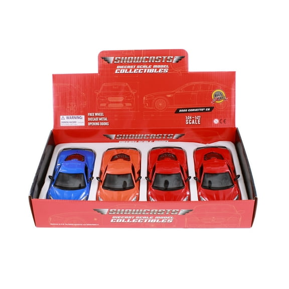 2020 Chevy Corvette C8 Stingray Hardtop, Asstd. - Showcasts 71360D - Set of 4 1/24 Scale Model Cars