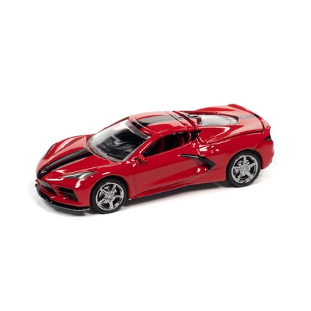 2020 Chevy Corvette C8 Stingray, Torch Red and Black - Auto World AWSP084/24A - 1/64 scale Diecast Model Toy Car