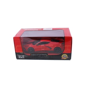 2020 Chevy Corvette Stingray Coupe, Red w/Black Stripes - Showcasts 38534R - 1/24 Scale Model Car